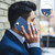 iPhone 16e / 17e Splicing Color Hollow Flower Pattern RFID Leather Phone Case - Dark Blue