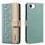 iPhone 16e / 17e Splicing Color Hollow Flower Pattern RFID Leather Phone Case - Green