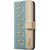 iPhone 16e / 17e Splicing Color Hollow Flower Pattern RFID Leather Phone Case - Green