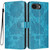 iPhone 16e / 17e Sunflower Embossed Vegan Leather Phone Case with Small Black Rope - Blue