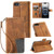 iPhone 16e / 17e TTUDRCH Embossed Line Splicing Leather Phone Case - Brown