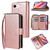 iPhone 17e / 16e 9 Card Slots Zipper Wallet Bag Leather Phone Case - Rose Gold