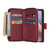 iPhone 17e / 16e 9 Card Slots Zipper Wallet Bag Leather Phone Case - Wine Red