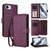 iPhone 17e / 16e Butterfly Love Flower Multi-card Zipper Wallet Leather Phone Case - Dark Purple