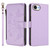 iPhone 17e / 16e Butterfly Love Flower Multi-card Zipper Wallet Leather Phone Case - Light Purple