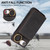 iPhone 17e / 16e Car Magnetic Ring Buckle Card Bag Phone Case with Lanyard - Black