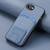 iPhone 17e / 16e Carbon Fiber Card Bag Fold Stand Phone Case - Blue
