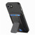 iPhone 17e / 16e Carbon Fiber Fold Stand Elastic Card Bag Phone Case - Black