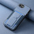 iPhone 17e / 16e Carbon Fiber Fold Stand Elastic Card Bag Phone Case - Blue