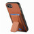 iPhone 17e / 16e Carbon Fiber Fold Stand Elastic Card Bag Phone Case - Brown