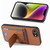 iPhone 17e / 16e Carbon Fiber Fold Stand Elastic Card Bag Phone Case - Brown