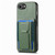 iPhone 17e / 16e Carbon Fiber Fold Stand Elastic Card Bag Phone Case - Green