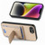 iPhone 17e / 16e Carbon Fiber Fold Stand Elastic Card Bag Phone Case - Khaki