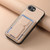 iPhone 17e / 16e Carbon Fiber Fold Stand Elastic Card Bag Phone Case - Khaki