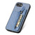 iPhone 17e / 16e Carbon Fiber Horizontal Flip Zipper Wallet Phone Case - Blue