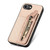 iPhone 17e / 16e Carbon Fiber Horizontal Flip Zipper Wallet Phone Case - Khaki