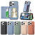 iPhone 17e / 16e Carbon Fiber Magnetic Card Wallet RFID Blocking Phone Case - Brown