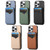 iPhone 17e / 16e Carbon Fiber MagSafe Vertical Flip Card Bag Phone Case - Khaki