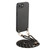 iPhone 17e / 16e Carbon Fiber Texture Leather Back Phone Case with Crossbody Strap - Black