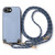 iPhone 17e / 16e Carbon Fiber Texture Leather Back Phone Case with Crossbody Strap - Blue