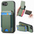 iPhone 17e / 16e Carbon Fiber Vertical Flip Wallet Stand Phone Case - Green