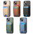 iPhone 17e / 16e Carbon Fiber Vertical Flip Wallet Stand Phone Case - Khaki