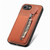 iPhone 17e / 16e Carbon Fiber Vertical Flip Zipper Phone Case - Brown