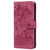 iPhone 17e / 16e Cartoon Sakura Cat Embossed Leather Phone Case - Wine Red