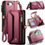 iPhone 17e / 16e CaseMe C36 Card Slots Zipper Wallet RFID Anti-theft Leather Phone Case - Red