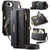 iPhone 17e / 16e CaseMe C39 RFID Blocking Zipper Wallet Leather Phone Case with Crossbody Strap - Black