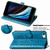 iPhone 17e / 16e Cat and Dog Embossed Leather Phone Case - Blue