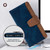 iPhone 17e / 16e Color Stitching Skin Feel Leather RFID Blocking Phone Case - Blue