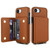 iPhone 17e / 16e Crossbody Dual-buckle Wallet RFID Back Leather Phone Case - Brown