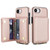iPhone 17e / 16e Crossbody Dual-buckle Wallet RFID Back Leather Phone Case - Rose Gold