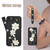 iPhone 17e / 16e Crossbody Flower Pattern Leather Phone Case - Black