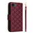 iPhone 17e / 16e Crossbody Rhombic Zipper Tower Buckle Leather Phone Case with Lanyard - Wine Red