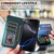 iPhone 17e / 16e Crossbody Strap RFID Blocking Zipper Wallet Leather Phone Case - Green