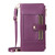 iPhone 17e / 16e Crossbody Strap RFID Blocking Zipper Wallet Leather Phone Case - Purple