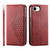 iPhone 17e / 16e Cubic Grid Calf Texture Magnetic Leather Phone Case - Red