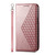 iPhone 17e / 16e Cubic Grid Calf Texture Magnetic Leather Phone Case - Rose Gold