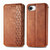 iPhone 17e / 16e Cubic Grid Pressed Magnetic Leather Phone Case - Brown