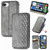 iPhone 17e / 16e Cubic Grid Pressed Magnetic Leather Phone Case - Gray