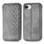 iPhone 17e / 16e Cubic Grid Pressed Magnetic Leather Phone Case - Gray