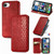 iPhone 17e / 16e Cubic Grid Pressed Magnetic Leather Phone Case - Red