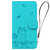 iPhone 17e / 16e Cute Cat Embossed Leather Phone Case - Lake Blue
