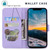 iPhone 17e / 16e Cute Cat Embossed Leather Phone Case - Purple