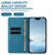 iPhone 17e / 16e Cute Cats Embossed Magnetic RFID Vegan Leather Phone Case - Lake Blue