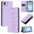 iPhone 17e / 16e Cute Cats Embossed Magnetic RFID Vegan Leather Phone Case - Light Purple