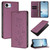 iPhone 17e / 16e Cute Cats Embossed Magnetic RFID Vegan Leather Phone Case - Violet Purple
