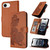 iPhone 17e / 16e Datura Flower Embossed Flip Leather Phone Case - Brown